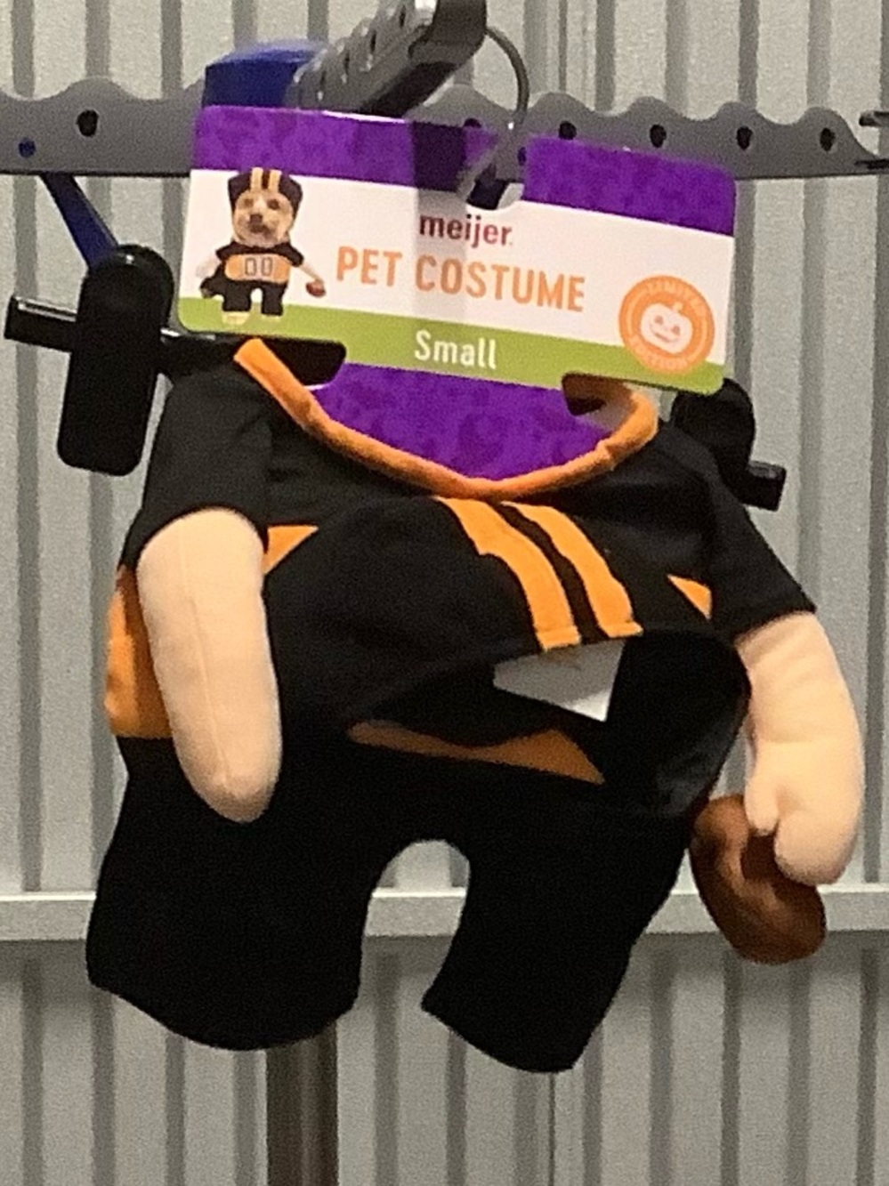 Small football player Dog Costume - Black & Orange size small